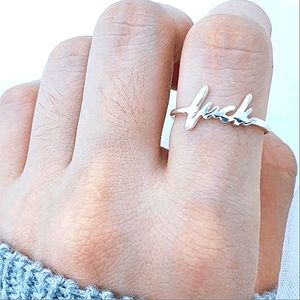 NWT SHEIN "F word" swear letter decor ring, silver, size 9